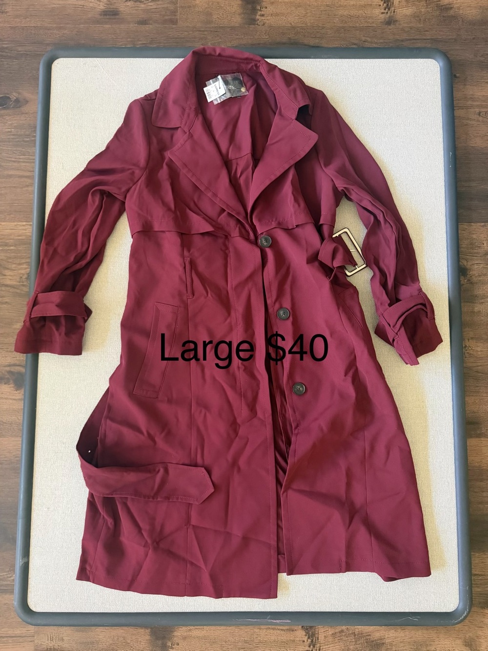 Express Burgundy Trench Coat with Belt
